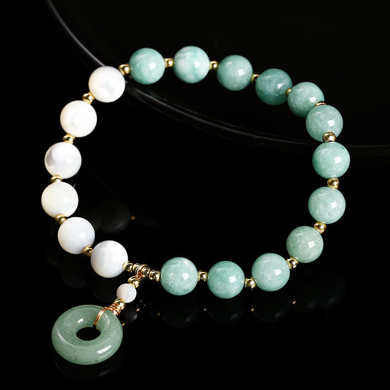 Nimara Ritual Jade Trochus Horseshoe Snail Peace Buckle Charm Abundance Bracelet