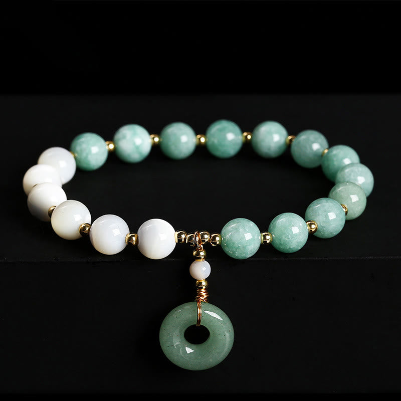 Nimara Ritual Jade Trochus Horseshoe Snail Peace Buckle Charm Abundance Bracelet