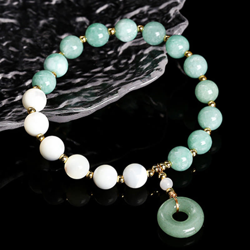 Nimara Ritual Jade Trochus Horseshoe Snail Peace Buckle Charm Abundance Bracelet