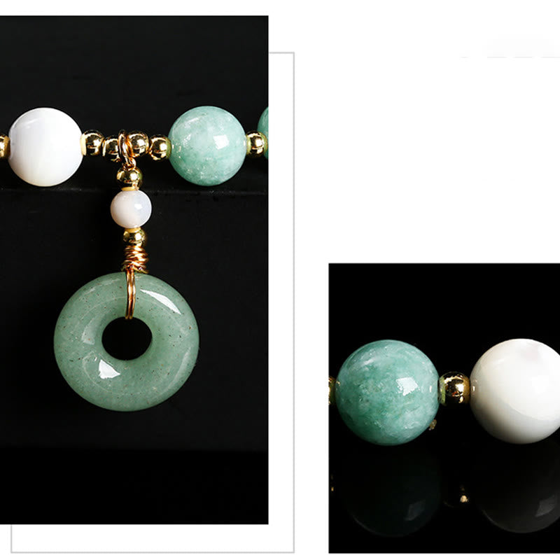 Nimara Ritual Jade Trochus Horseshoe Snail Peace Buckle Charm Abundance Bracelet