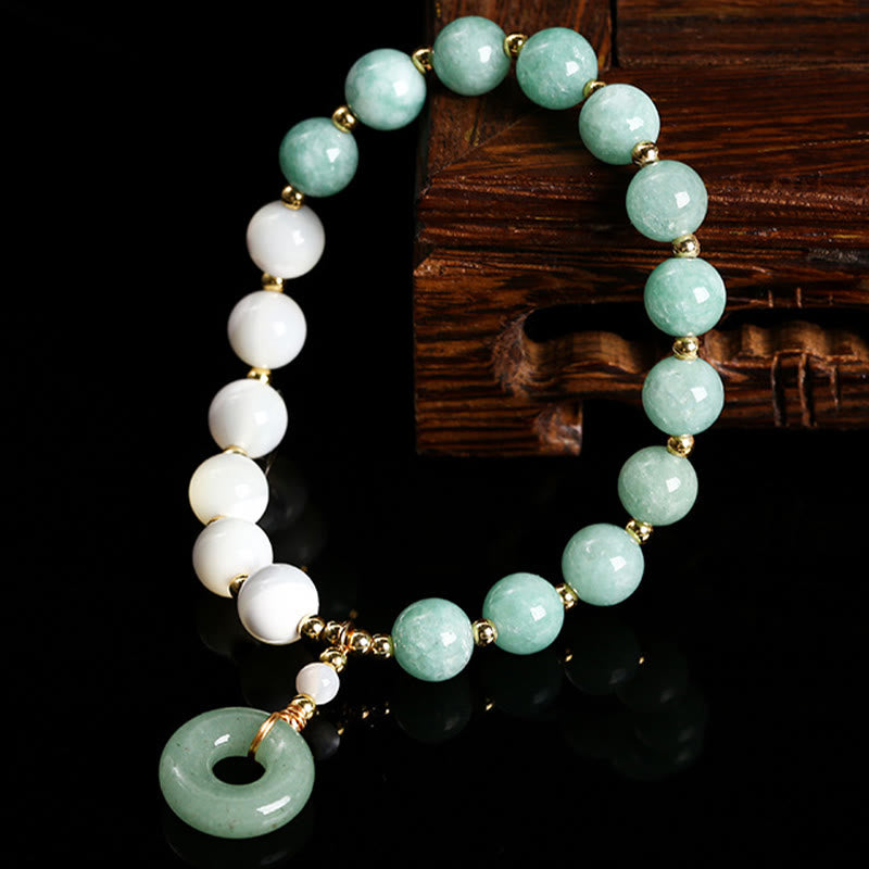 Nimara Ritual Jade Trochus Horseshoe Snail Peace Buckle Charm Abundance Bracelet