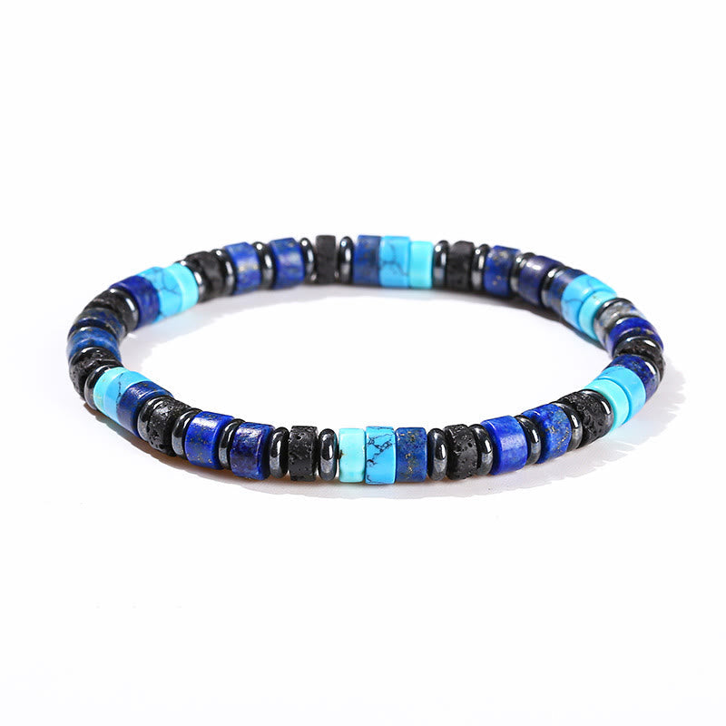 Nimara Ritual Hematite Turquoise Lazurite Lava Rock Black Glitter Stone Support Bracelet