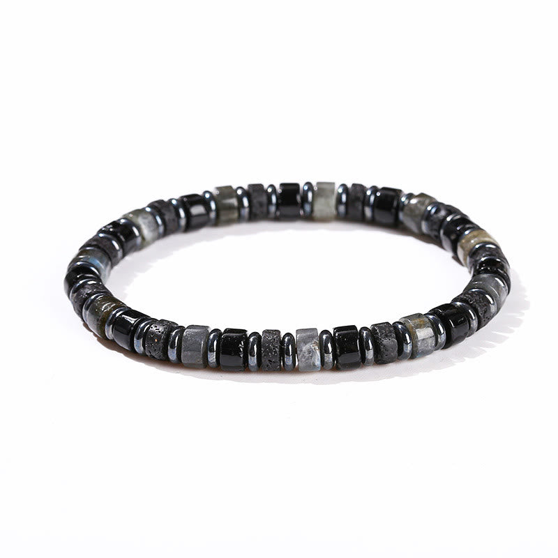 Nimara Ritual Hematite Turquoise Lazurite Lava Rock Black Glitter Stone Support Bracelet