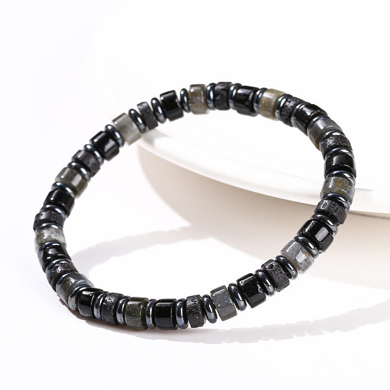 Nimara Ritual Hematite Turquoise Lazurite Lava Rock Black Glitter Stone Support Bracelet