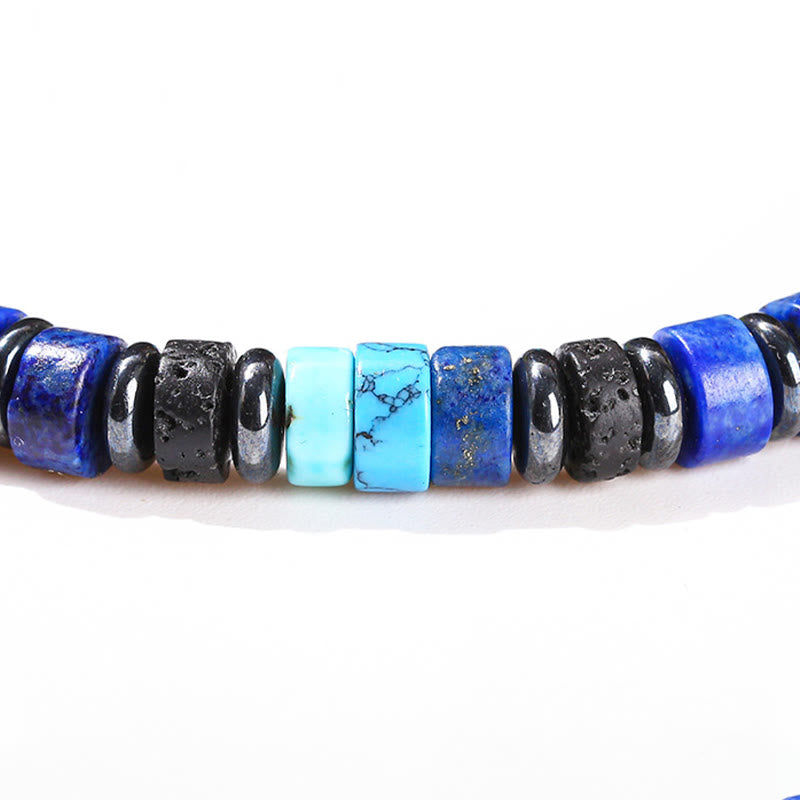 Nimara Ritual Hematite Turquoise Lazurite Lava Rock Black Glitter Stone Support Bracelet