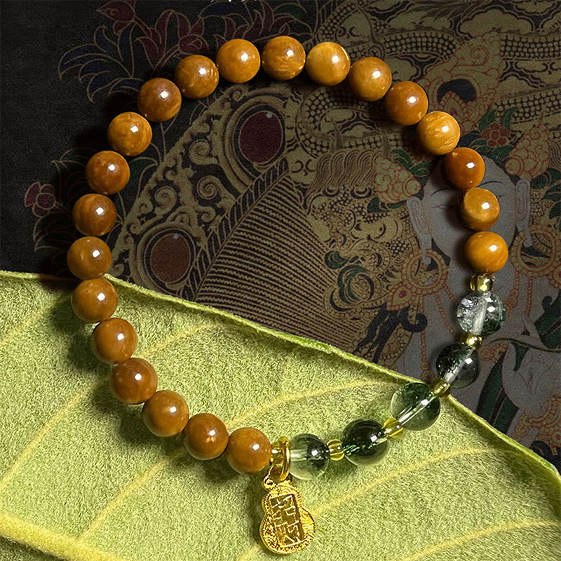 Nimara Ritual Green Phantom Citrine Rutilated Quartz Super Seven Crystal Confidence Bracelet