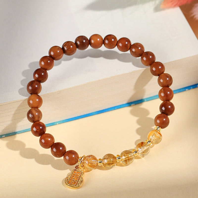Nimara Ritual Green Phantom Citrine Rutilated Quartz Super Seven Crystal Confidence Bracelet