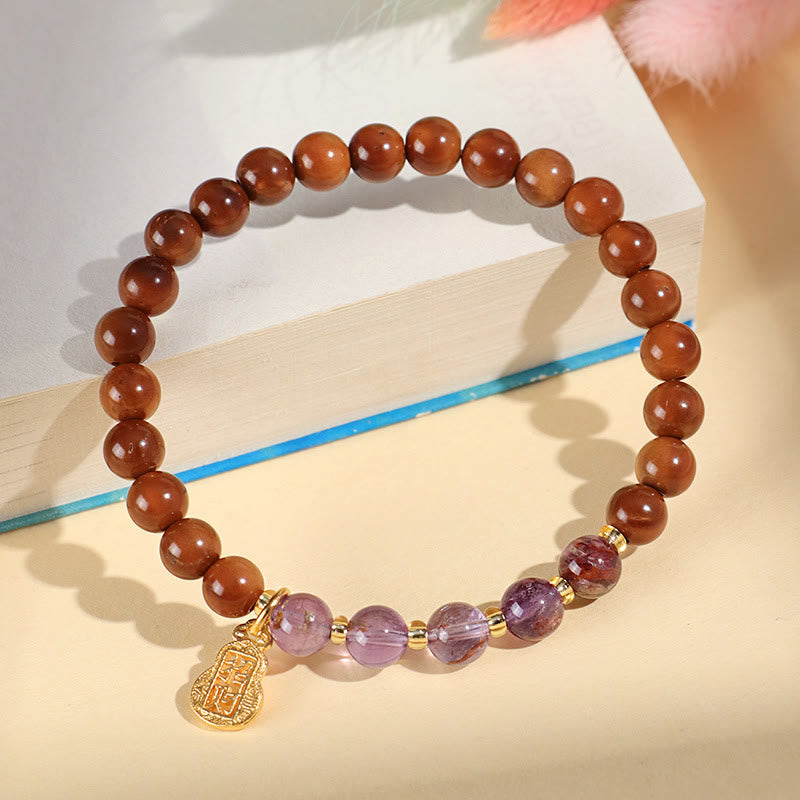 Nimara Ritual Green Phantom Citrine Rutilated Quartz Super Seven Crystal Confidence Bracelet