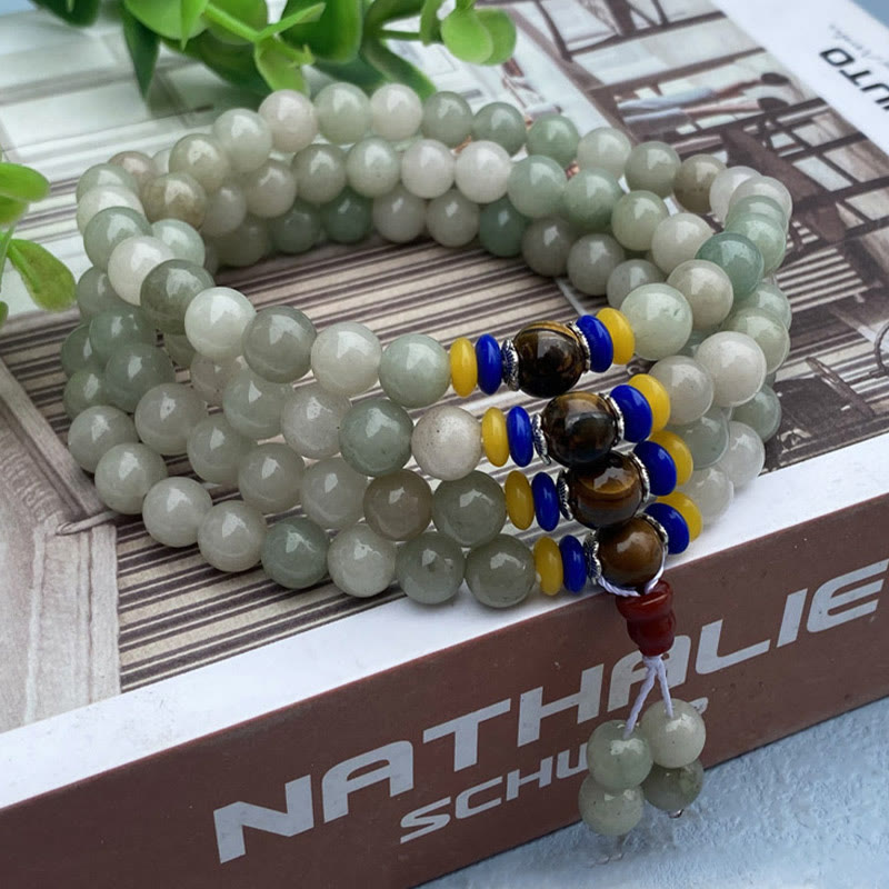 Nimara Ritual 108 Mala Beads Natural Shetai jade Luck Prosperity Bracelet