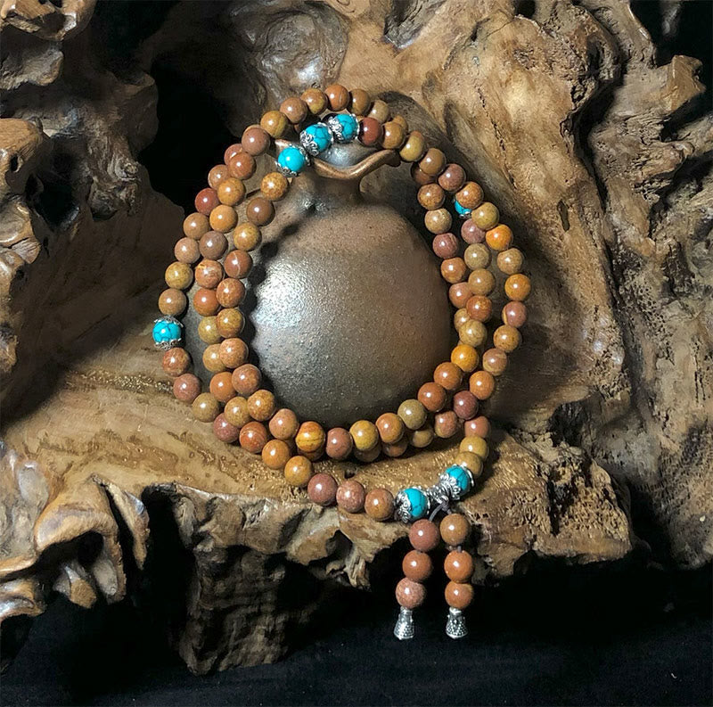 Nimara Ritual 108 Mala Beads Bian Stone Healing Bracelet