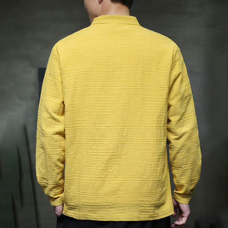 Nimara Ritual Solid Color Half Frog-button Tang Suit Cotton Linen Men's Jacket Shirt