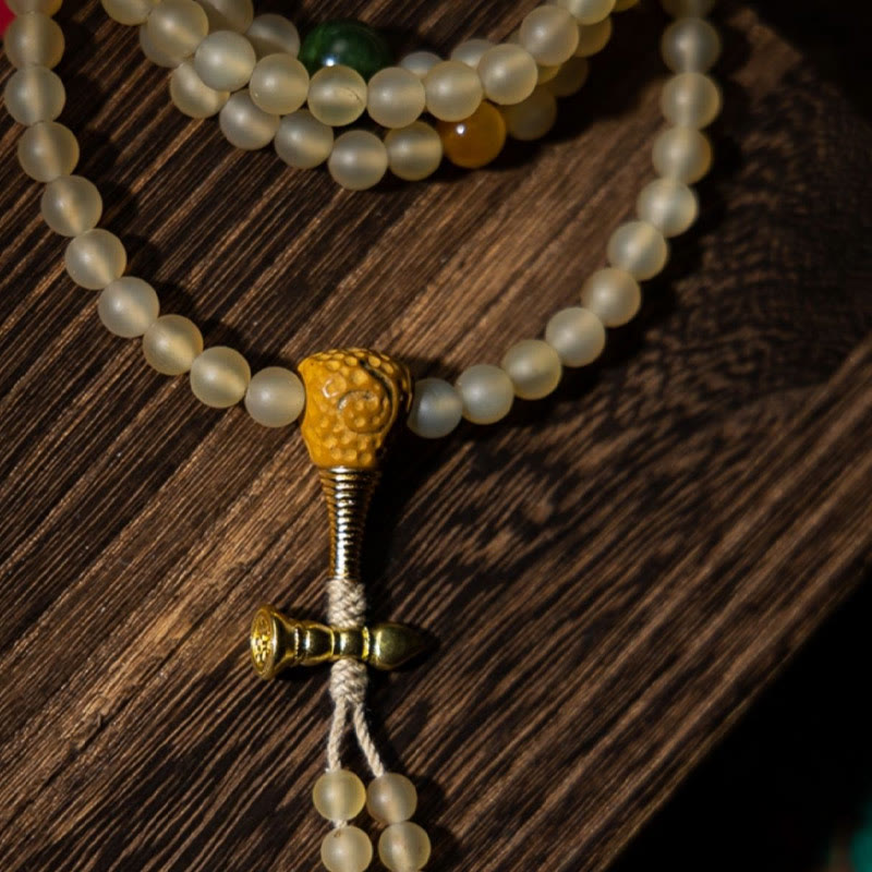 Nimara Ritual Tibet 108 Mala Beads Chinese Zodiac Natal Buddha Natural Sheep Horn Wealth Bracelet