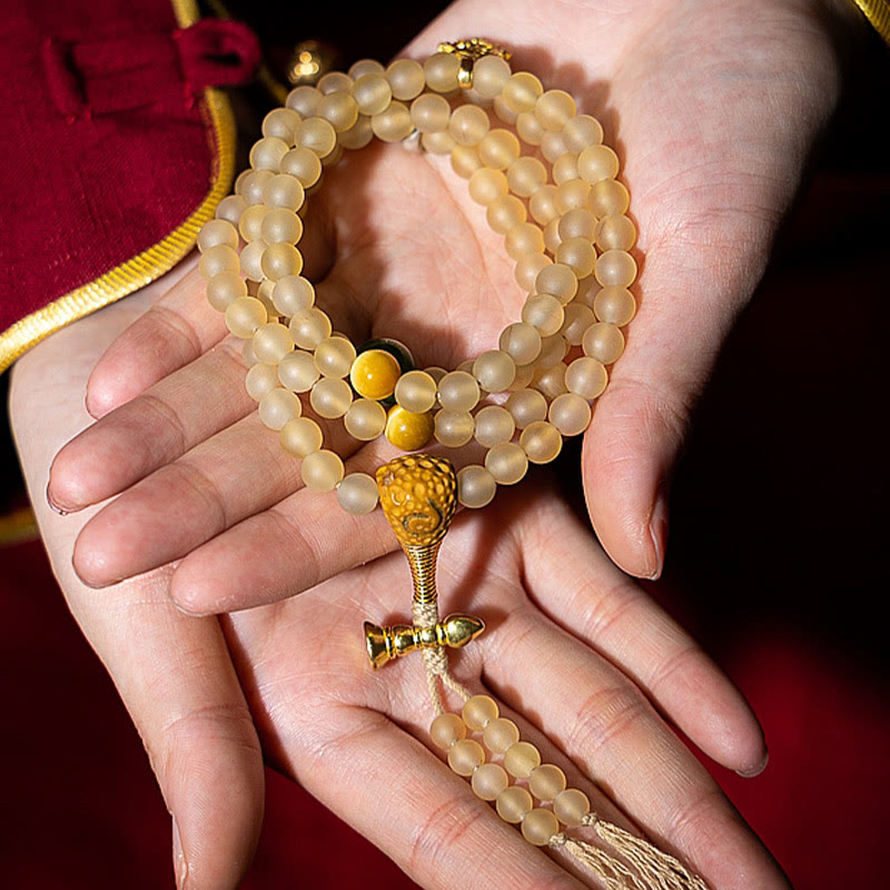 Nimara Ritual Tibet 108 Mala Beads Chinese Zodiac Natal Buddha Natural Sheep Horn Wealth Bracelet