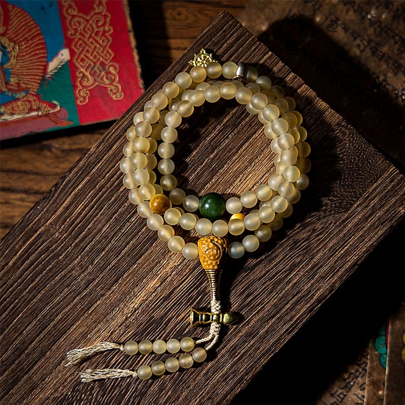 Nimara Ritual Tibet 108 Mala Beads Chinese Zodiac Natal Buddha Natural Sheep Horn Wealth Bracelet