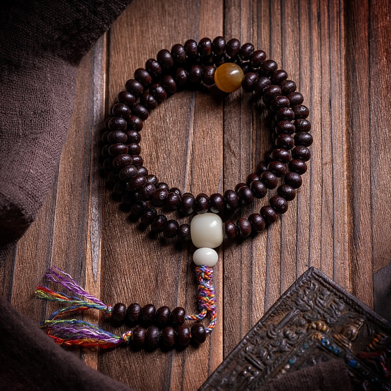 Nimara Ritual 108 Mala Beads Bowl Bodhi Seed Colored Rope Peace Bracelet
