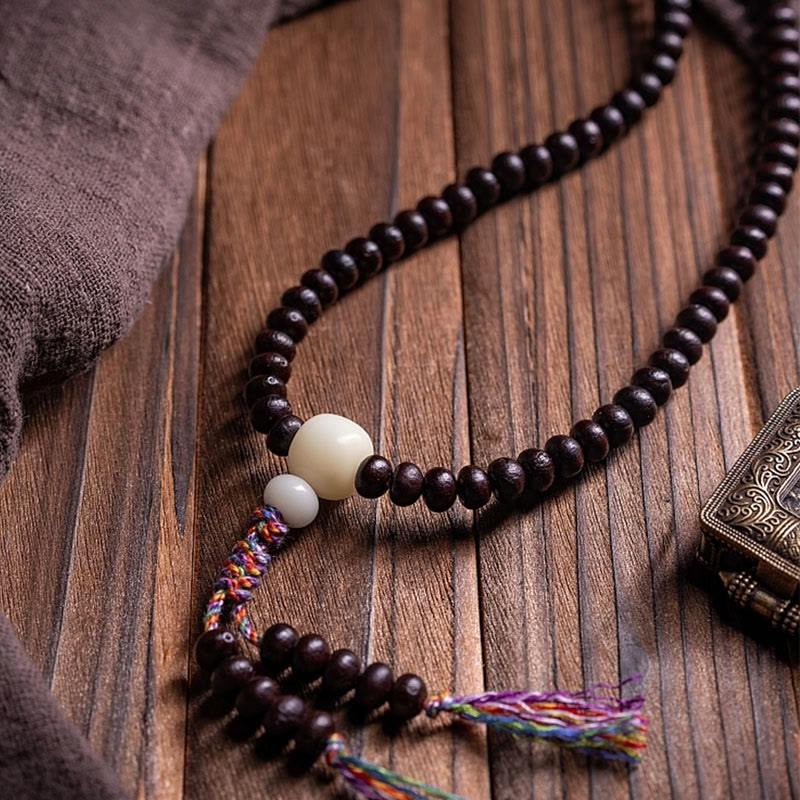 Nimara Ritual 108 Mala Beads Bowl Bodhi Seed Colored Rope Peace Bracelet