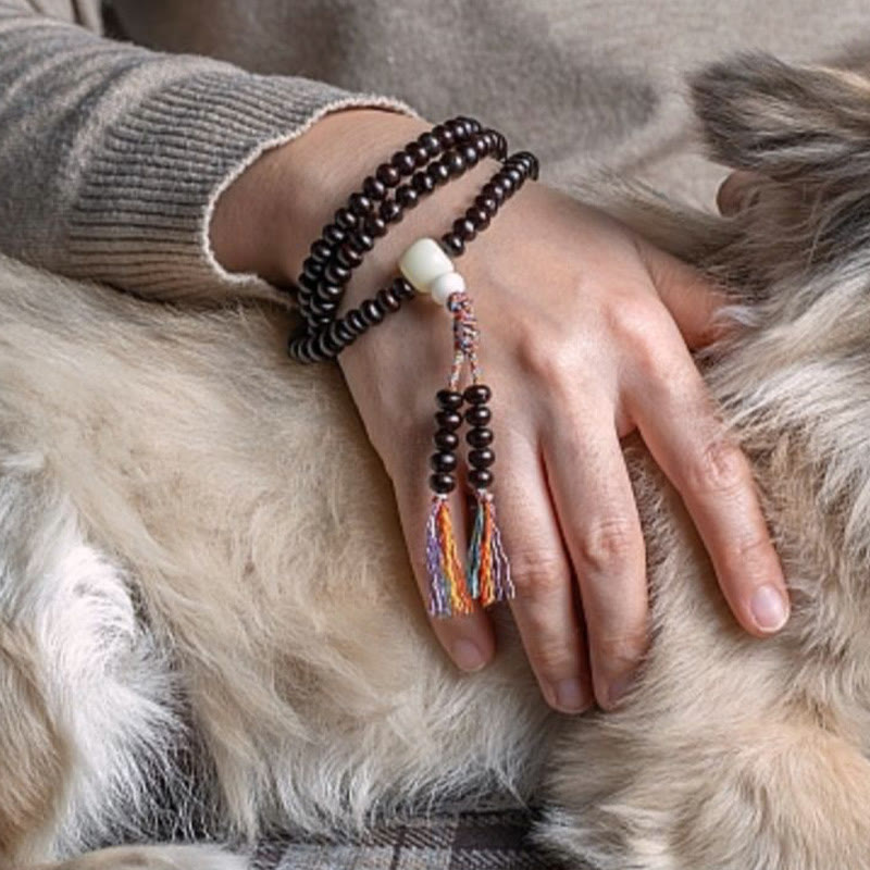 Nimara Ritual 108 Mala Beads Bowl Bodhi Seed Colored Rope Peace Bracelet