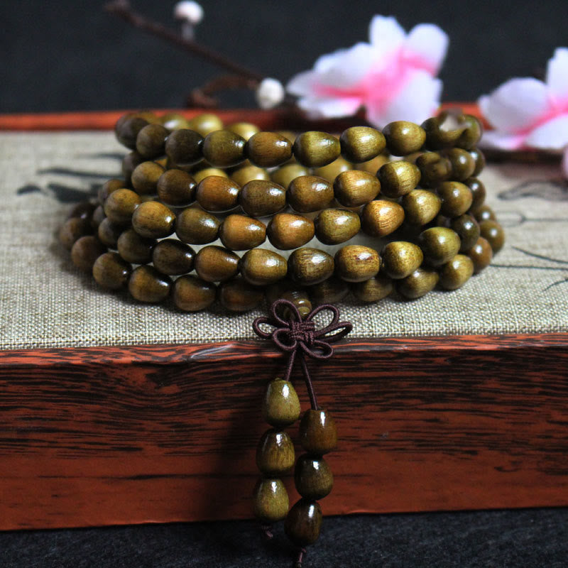 Nimara Ritual 108 Mala Teardrop Beads Natural Phoebe Zhennan Wood Protection Bracelet