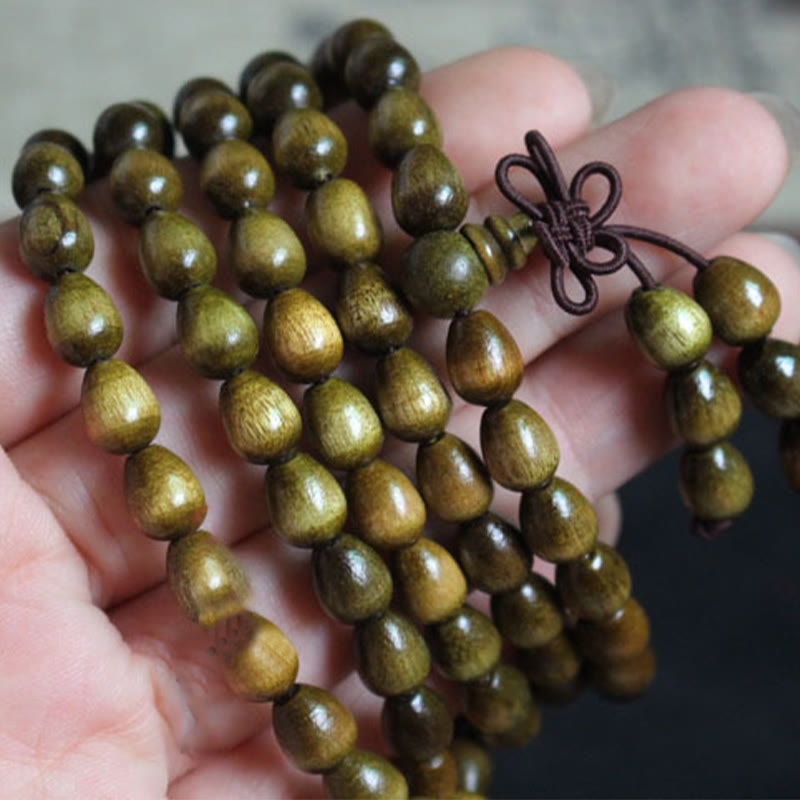 Nimara Ritual 108 Mala Teardrop Beads Natural Phoebe Zhennan Wood Protection Bracelet