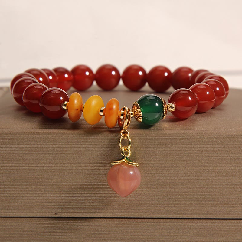 Nimara Ritual Red Agate Amber Peach Charm Self-acceptance Bracelet