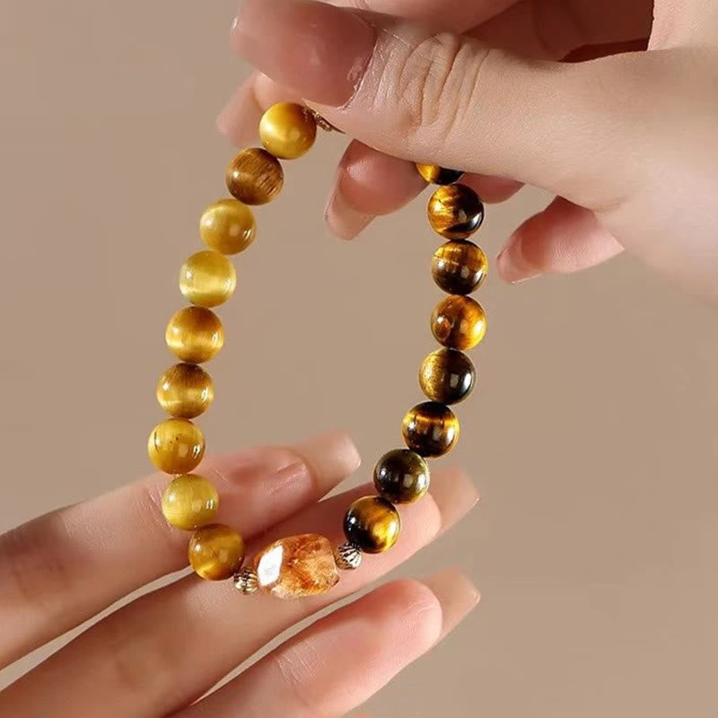 Nimara Ritual Natural Yellow Black Tiger Eye Citrine Strength Bracelet