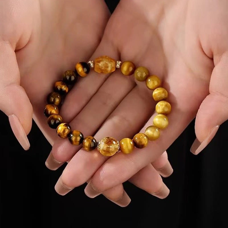 Nimara Ritual Natural Yellow Black Tiger Eye Citrine Strength Bracelet