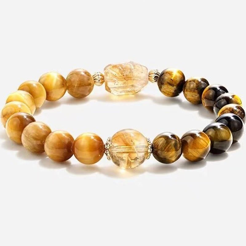 Nimara Ritual Natural Yellow Black Tiger Eye Citrine Strength Bracelet
