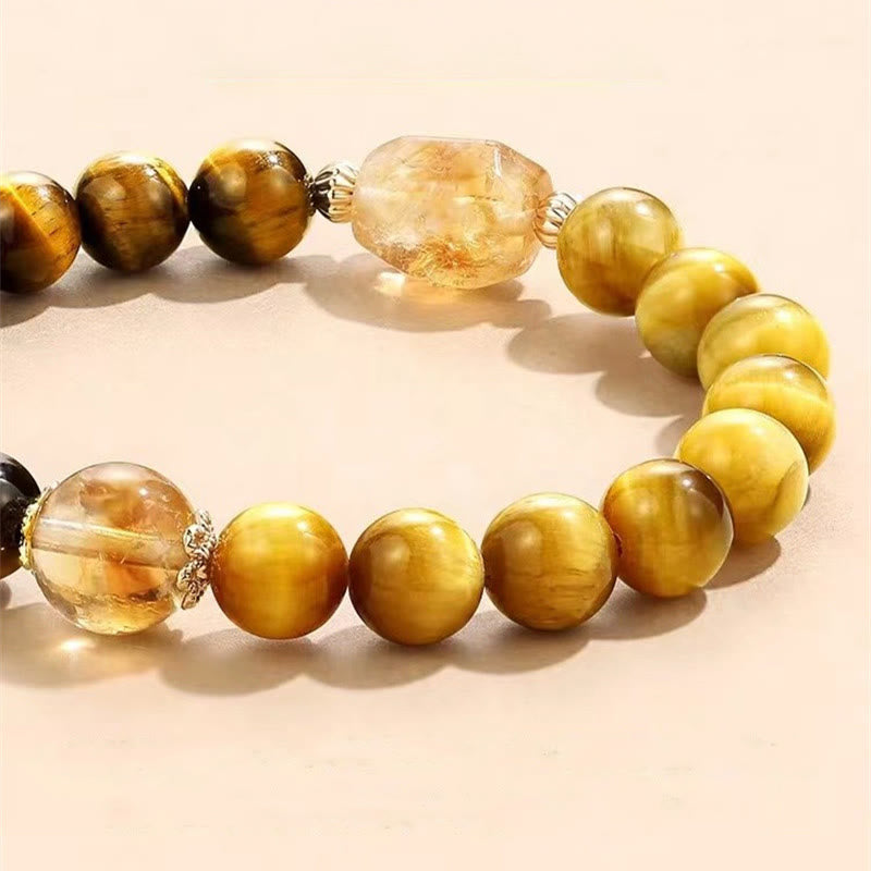 Nimara Ritual Natural Yellow Black Tiger Eye Citrine Strength Bracelet