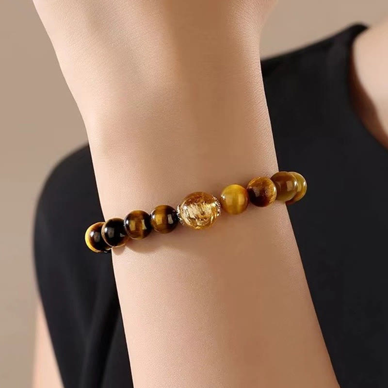 Nimara Ritual Natural Yellow Black Tiger Eye Citrine Strength Bracelet