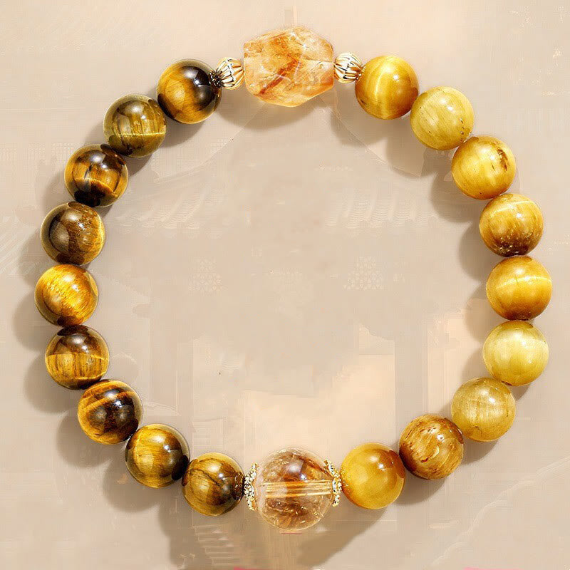 Nimara Ritual Natural Yellow Black Tiger Eye Citrine Strength Bracelet