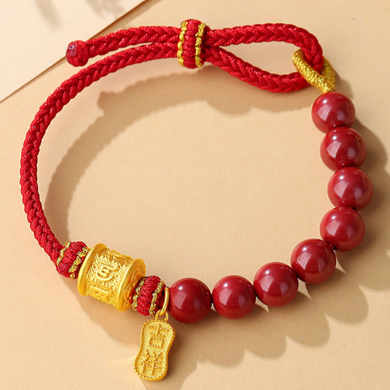 Nimara Ritual 999 Sterling Silver Six True Words Om Mani Padme Hum Cinnabar Blessing String Bracelet