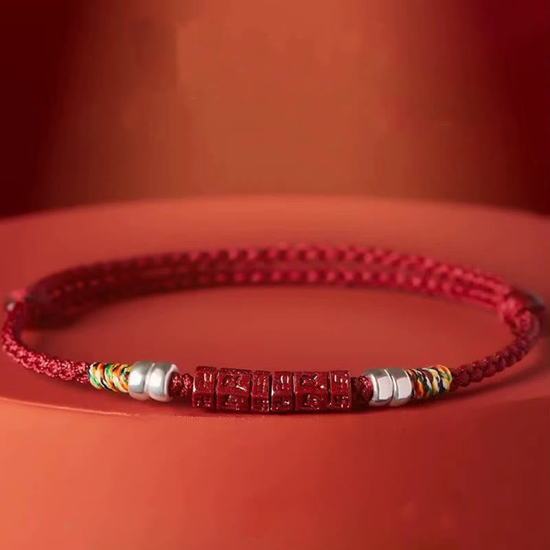Nimara Ritual 925 Sterling Silver Om Mani Padme Hum Cinnabar Blessing Child Adult Bracelet