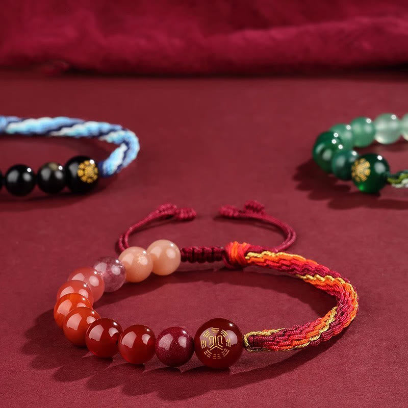Nimara Ritual Five Elements Various Crystal Agate Wealth Reincarnation Knot Braid Bracelet