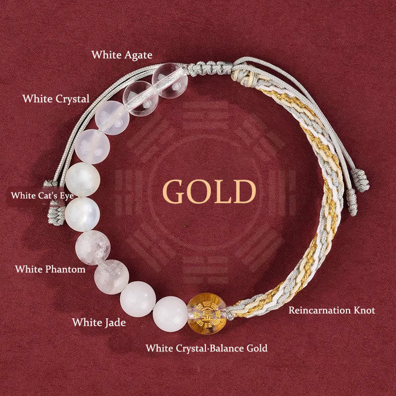 Nimara Ritual Five Elements Various Crystal Agate Wealth Reincarnation Knot Braid Bracelet