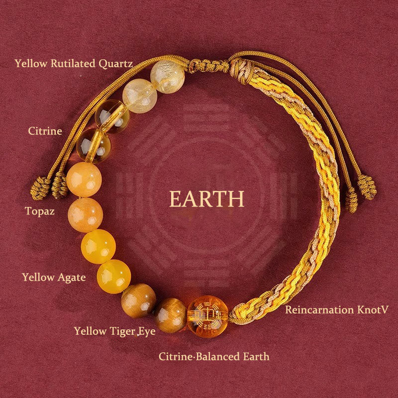 Nimara Ritual Five Elements Various Crystal Agate Wealth Reincarnation Knot Braid Bracelet