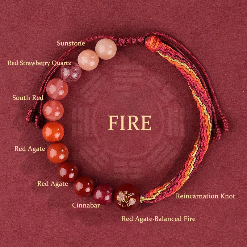 Nimara Ritual Five Elements Various Crystal Agate Wealth Reincarnation Knot Braid Bracelet