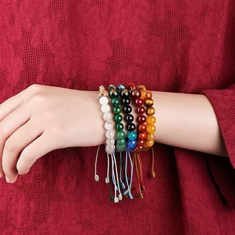 Nimara Ritual Five Elements Various Crystal Agate Wealth Reincarnation Knot Braid Bracelet