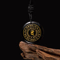 Nimara Ritual Vairocana Tathagata Sanskrit Mantra Various Crystal Black Obsidian Green Aventurine Strength Necklace Pendant