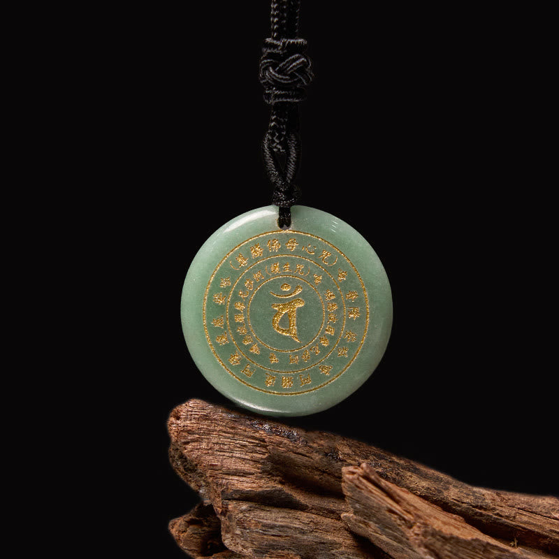 Nimara Ritual Vairocana Tathagata Sanskrit Mantra Various Crystal Black Obsidian Green Aventurine Strength Necklace Pendant