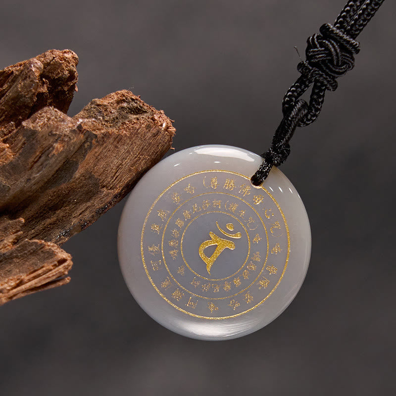 Nimara Ritual Vairocana Tathagata Sanskrit Mantra Various Crystal Black Obsidian Green Aventurine Strength Necklace Pendant