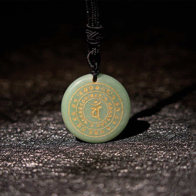Nimara Ritual Vairocana Tathagata Sanskrit Mantra Various Crystal Black Obsidian Green Aventurine Strength Necklace Pendant