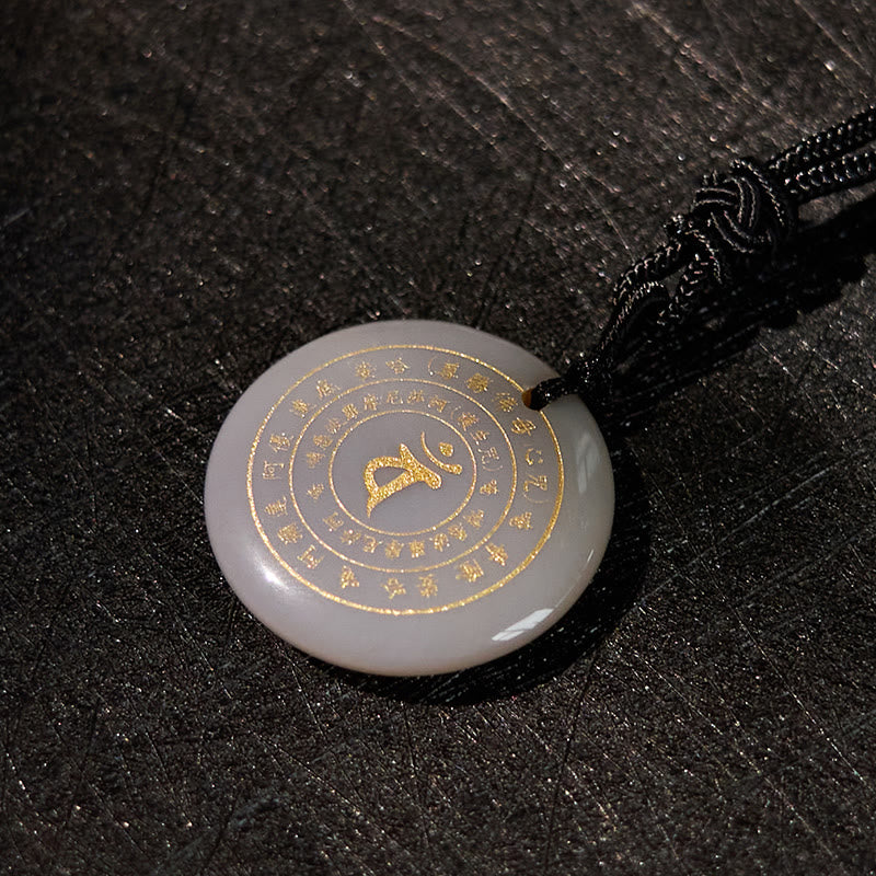 Nimara Ritual Vairocana Tathagata Sanskrit Mantra Various Crystal Black Obsidian Green Aventurine Strength Necklace Pendant