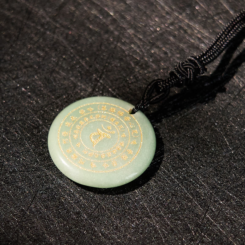 Nimara Ritual Vairocana Tathagata Sanskrit Mantra Various Crystal Black Obsidian Green Aventurine Strength Necklace Pendant