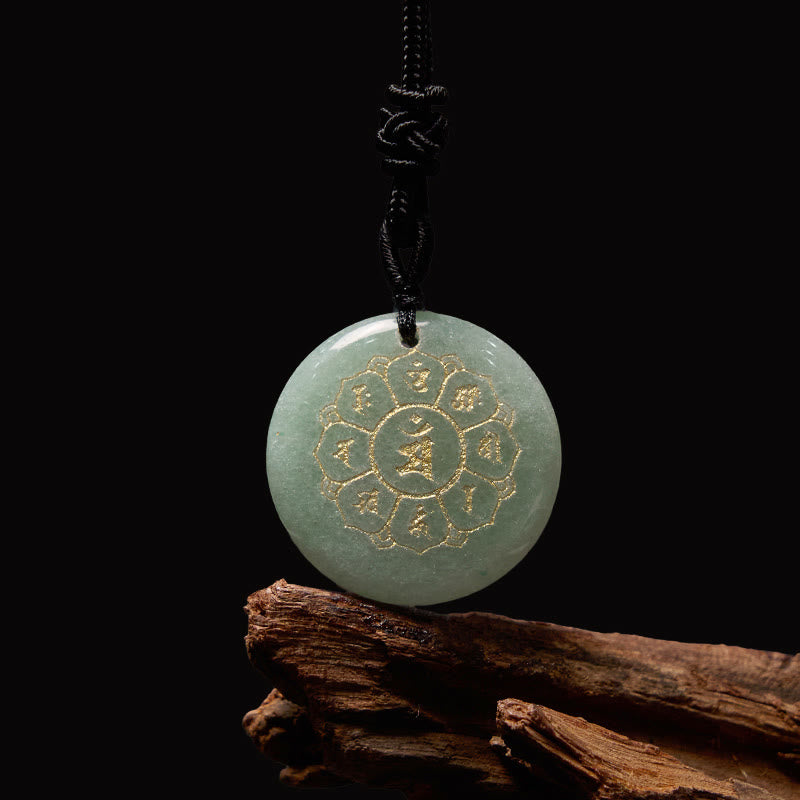 Nimara Ritual Om Mani Padme Hum Natural Various Crystal Black Obsidian Strength Necklace Pendant