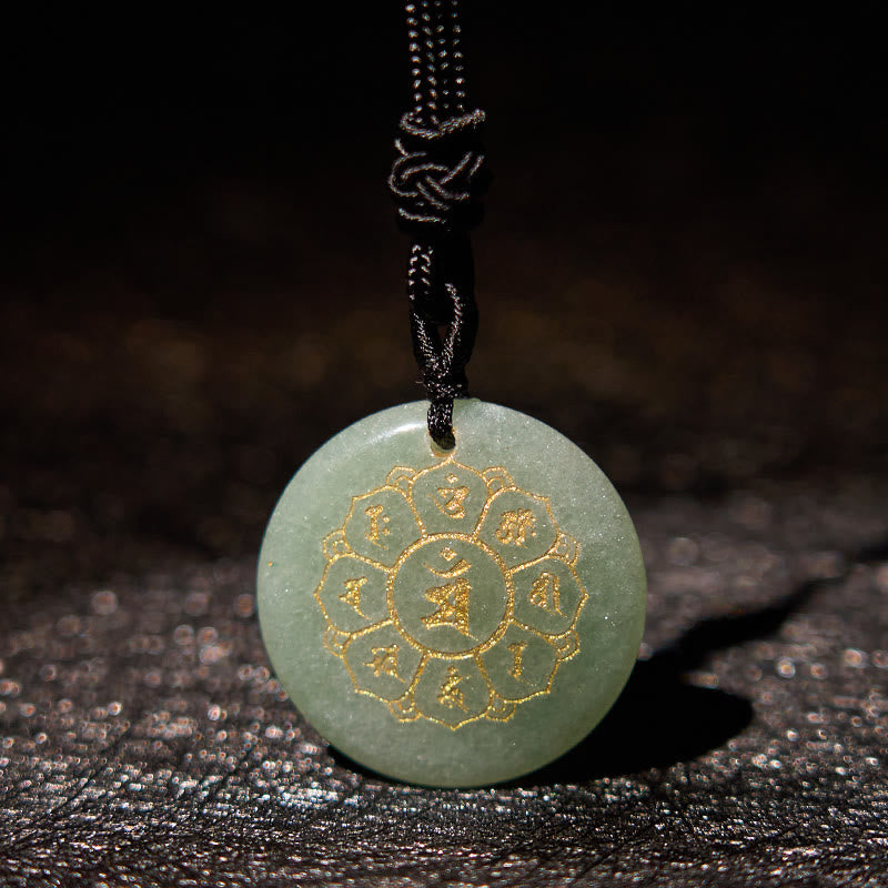 Nimara Ritual Om Mani Padme Hum Natural Various Crystal Black Obsidian Strength Necklace Pendant