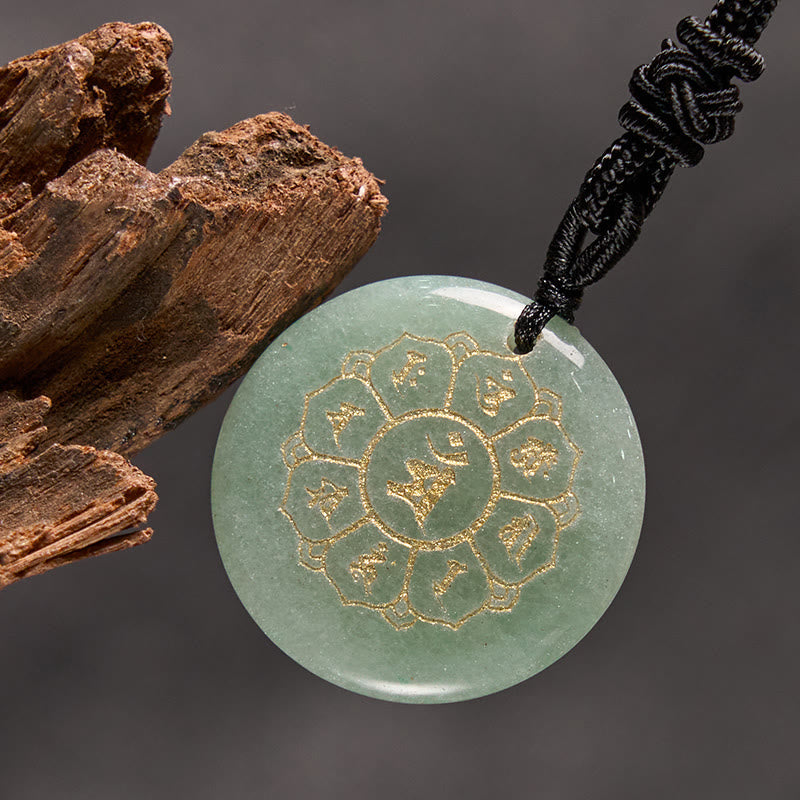 Nimara Ritual Om Mani Padme Hum Natural Various Crystal Black Obsidian Strength Necklace Pendant