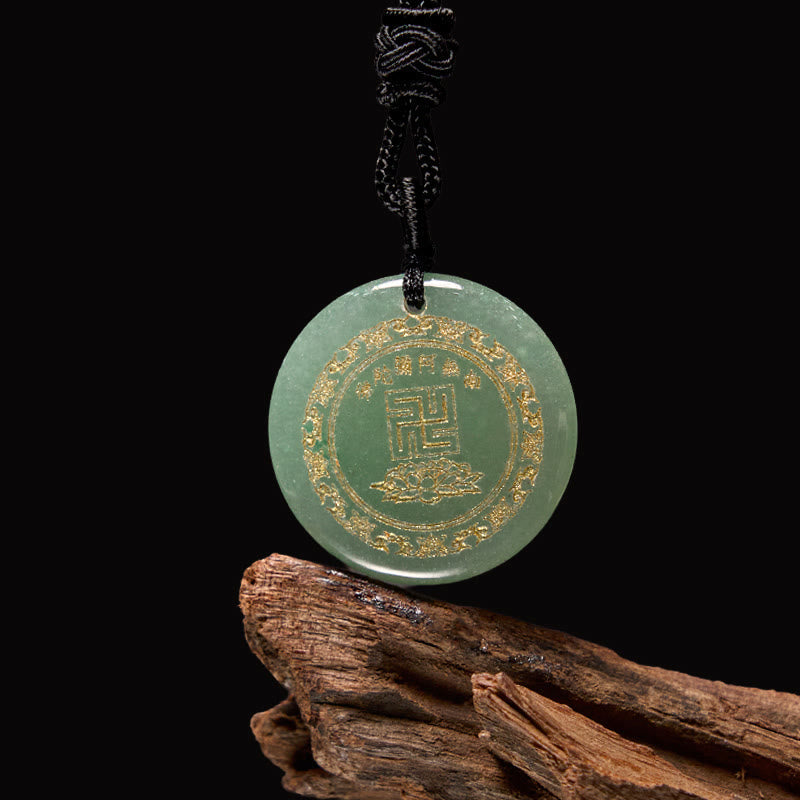 Nimara Ritual Swastika Lotus Pattern Natural Various Crystal Black Obsidian Purification Necklace Pendant