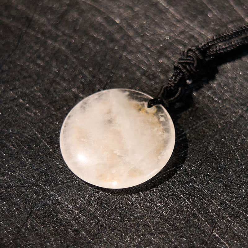 Nimara Ritual Swastika Lotus Pattern Natural Various Crystal Black Obsidian Purification Necklace Pendant