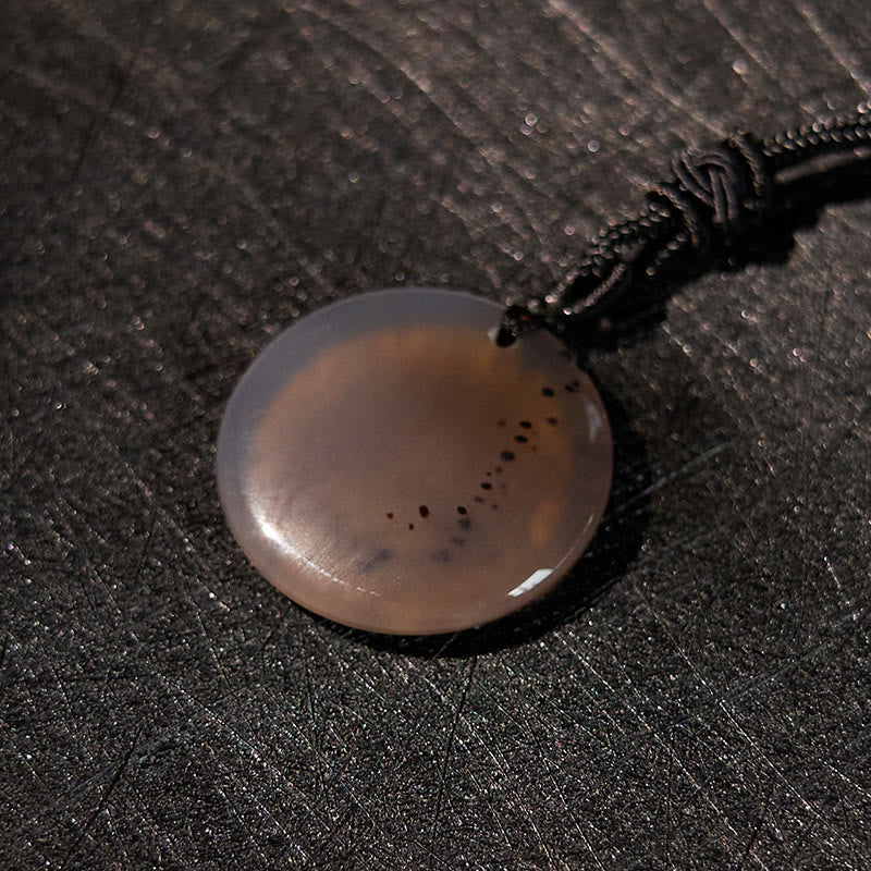 Nimara Ritual Swastika Lotus Pattern Natural Various Crystal Black Obsidian Purification Necklace Pendant
