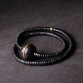 Nimara Ritual Ebony Wood Copper Brass Balance Ball Cuboid Double Wrap Bracelet Necklace